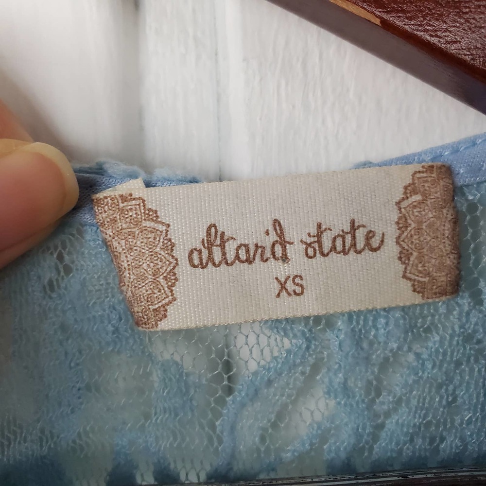 Altar'd State Lovely Powder Blue Jr XS Racer Keyhole Back Lace Lined MIni Dress - Picture 11 of 11